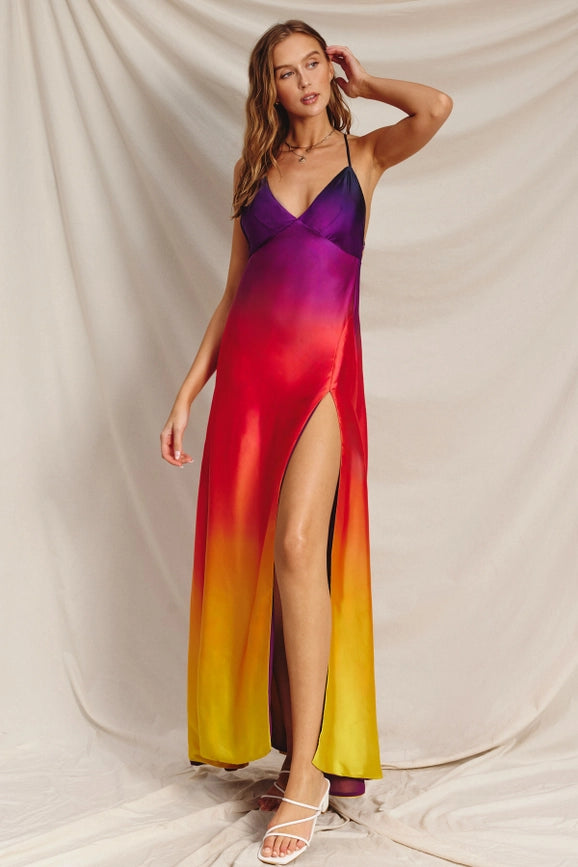 Radiance Ombre Open Back Plunging Maxi Dress Sunset Cosmo-Maxi Dress-Dress Forum-S-Urbanheer