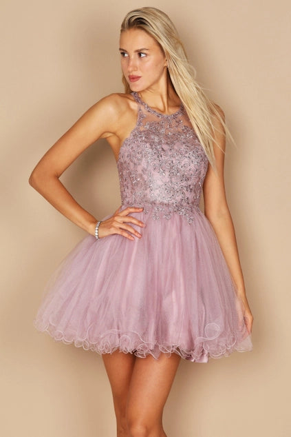 Dylan & Davids Short Homecoming Dress-Dylan & Davids-Mauve-4-Urbanheer