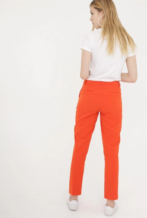 High Waist Cigarette Pants Orange-Pants-Attentif Paris-Urbanheer