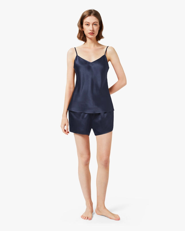 Sweet Silk Camisole Set Navy Blue-Sets-MommeSilk-Urbanheer