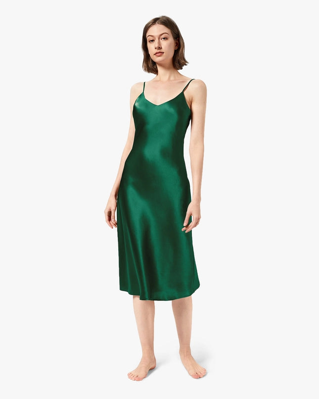 Classic Silk Night Gown Emerald Green-Night Gown-MommeSilk-Urbanheer