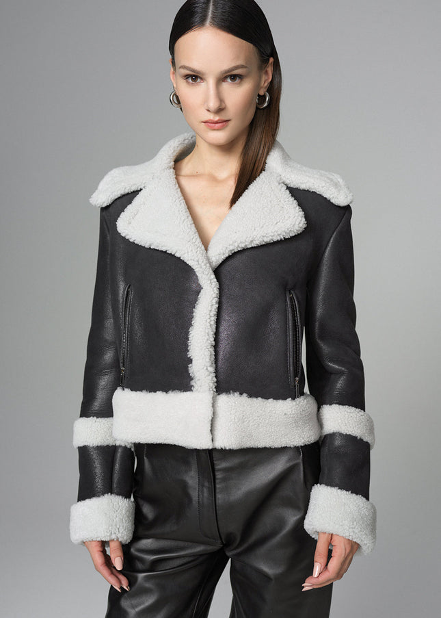 2in1 Black Shearling Fur Overcoat-1