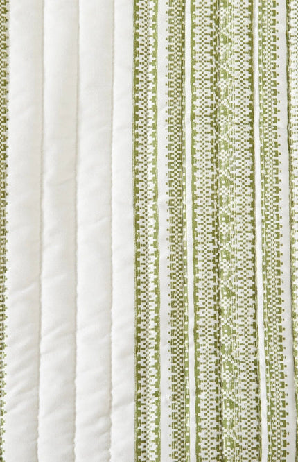 3-Piece Stripe Quilt - Wesley Collection Wesley - White/Green