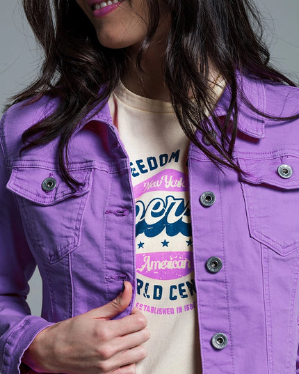 Slim Denim Trucker Jacket In Lilac