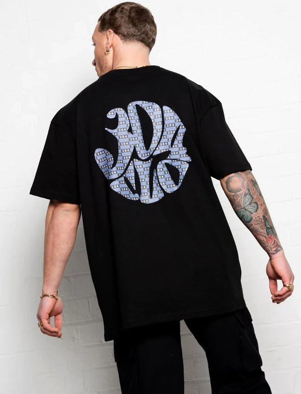 304 Mens Blue Tile T-Shirt Black