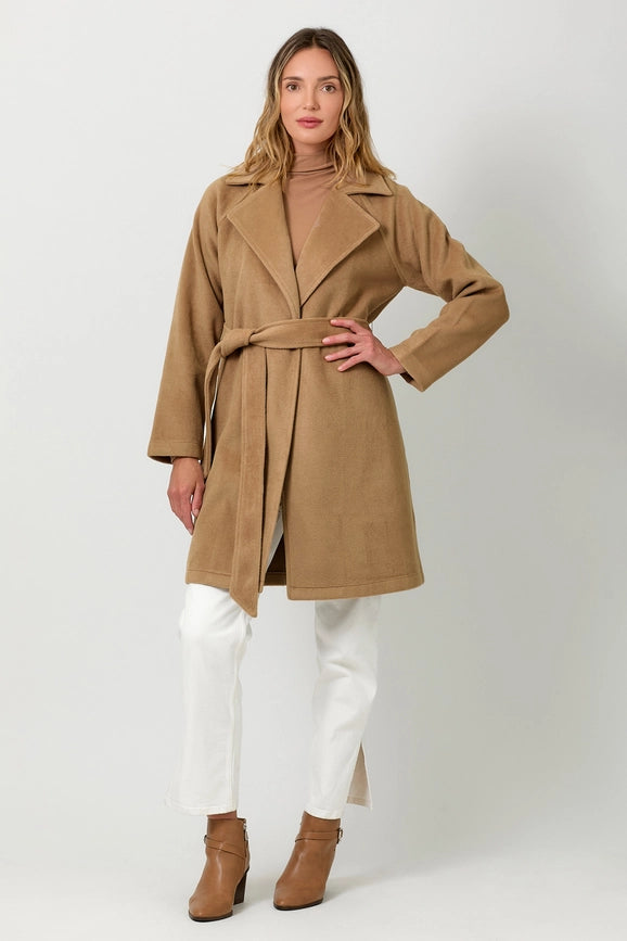 Lapel Collar Robe Coat Camel