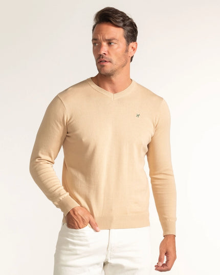 Creme V-Neck Sweater-Sweater-Williot-S-Urbanheer