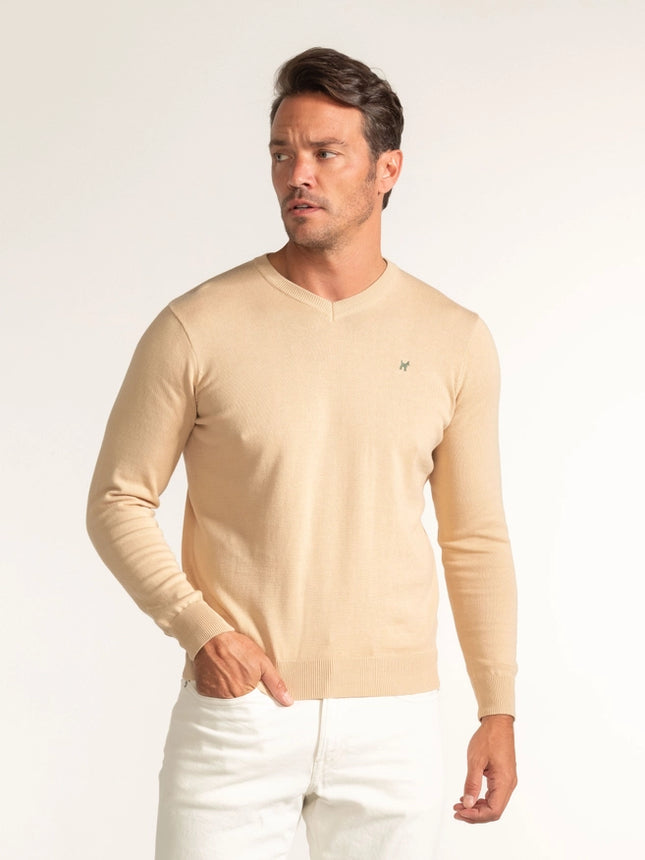 Creme V-Neck Sweater-Sweater-Williot-S-Urbanheer