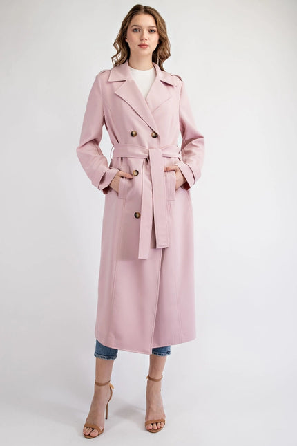 Double Breasted Trench Coat Blush-COAT-EDIT by NINE-Urbanheer