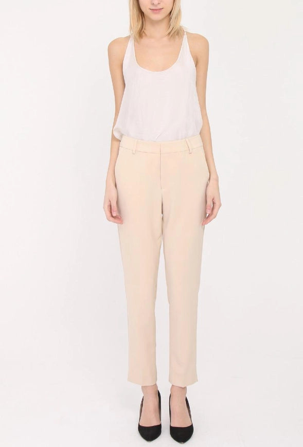 High Waist Cigarette Pants Beige-Pants-Attentif Paris-S-Urbanheer