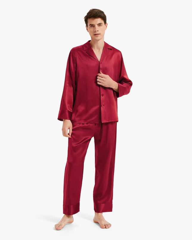 His & Hers Classic Silk Pajamas Claret-Pajamas-MommeSilk-XS-Men's-Urbanheer