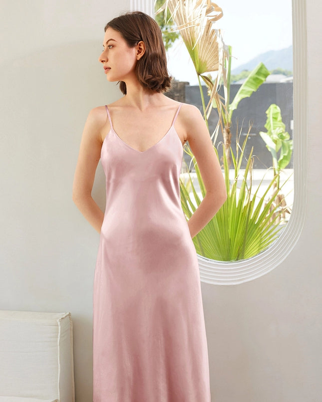 Classic Silk Night Gown Rosy Pink-Night Gown-MommeSilk-Urbanheer