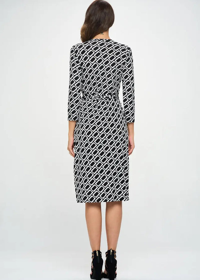 V Neck Jersey Wrap Dress With Tie-Clothing - Women-Renee C.-Urbanheer