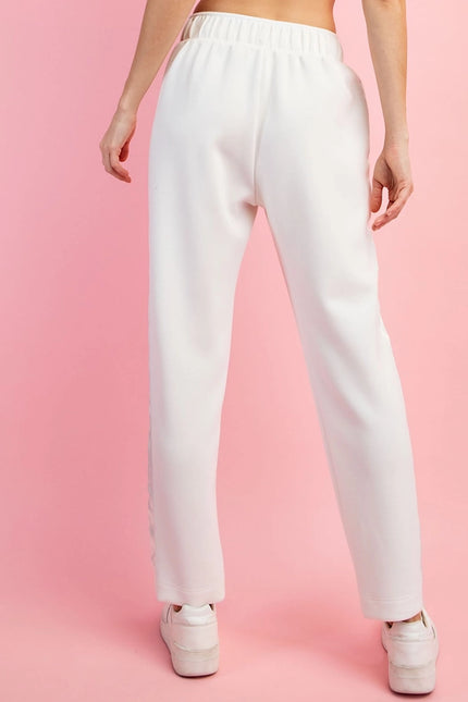 Modal Poly Span Jogger with Side Satin Detail Cream