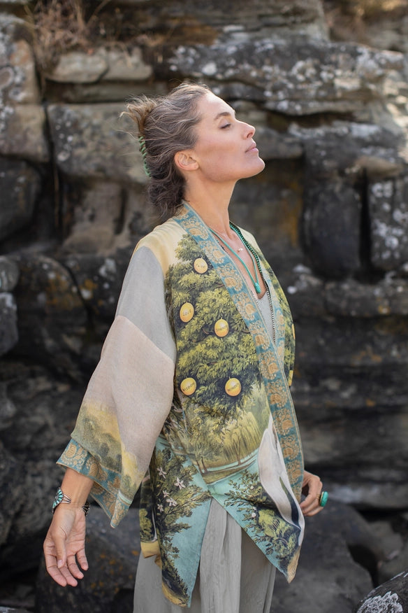 Tree Of Life Bamboo Bohemian Kimono Cardigan With Belt-Kimonos-Market of Stars-Urbanheer