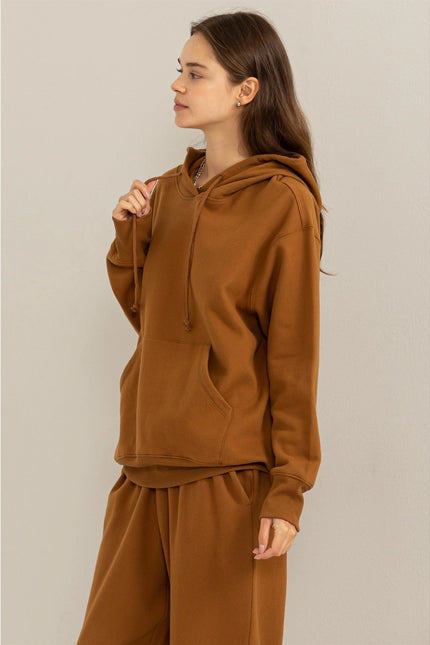 Weekend Chiller Drop Shoulder Oversized Hoodie - Brown-Clothing - Women-HYFVE-Urbanheer