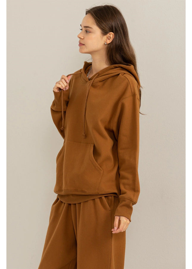 Weekend Chiller Drop Shoulder Oversized Hoodie - Brown-Clothing - Women-HYFVE-Urbanheer