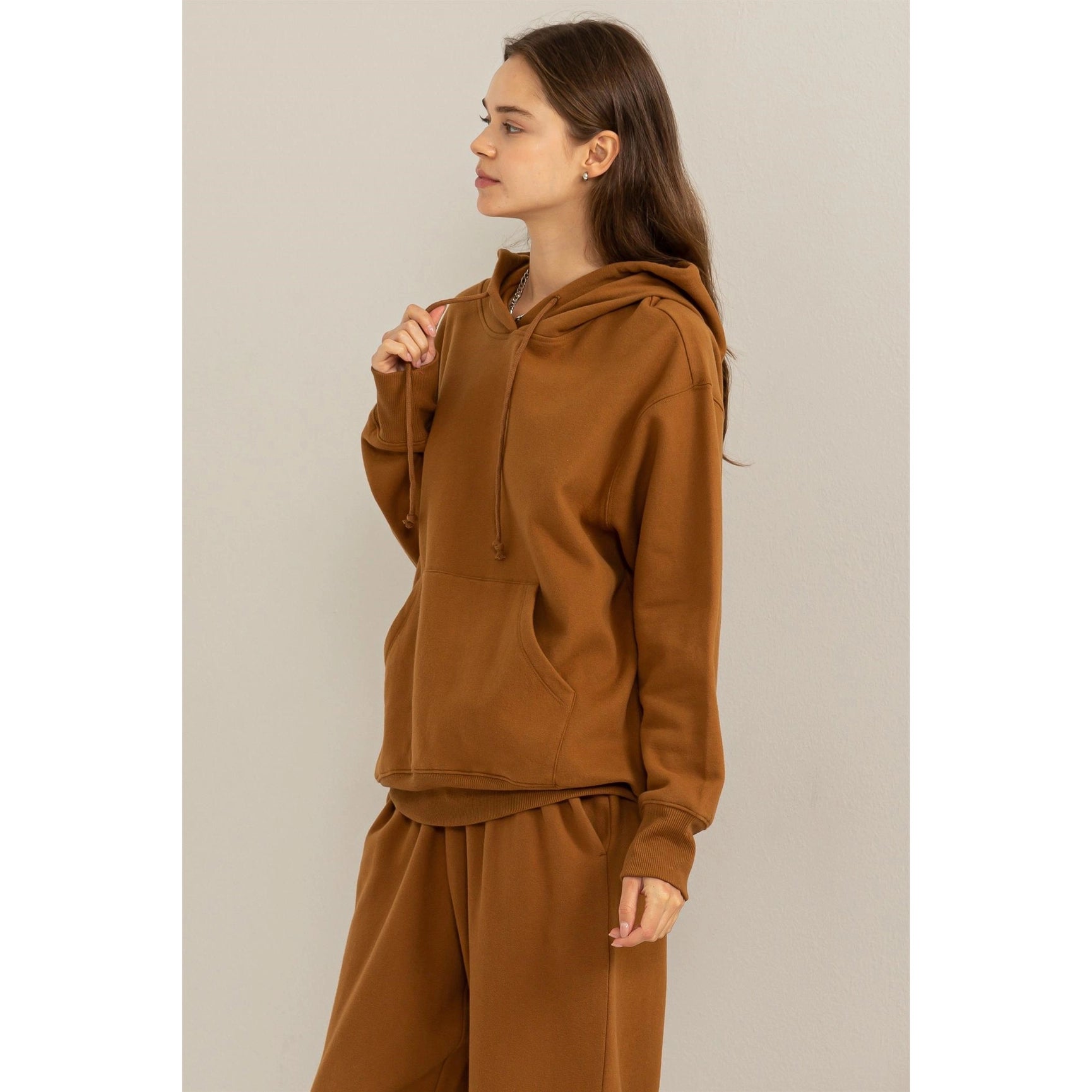 Weekend Chiller Drop Shoulder Oversized Hoodie - Brown-Clothing - Women-HYFVE-Urbanheer