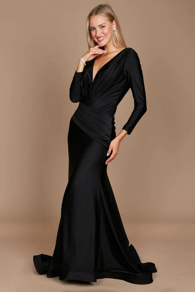 Dylan & Davids Long Sleeve Formal Evening Dress Black-Dylan & Davids-Black-4-Urbanheer