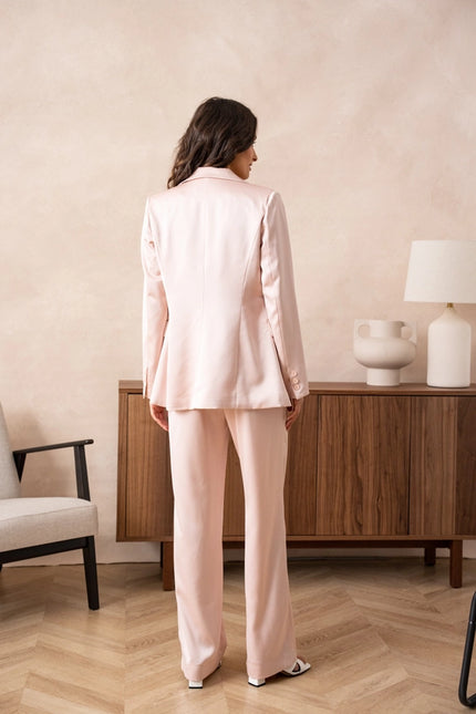 Satin Plain Fitted Jacket Pink-Jacket-Attentif Paris-Urbanheer