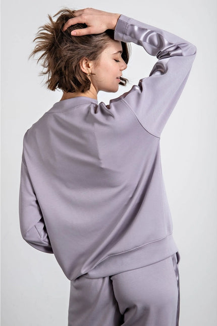 Modal Poly Span Top with Satin Side Detail Mystic Grey