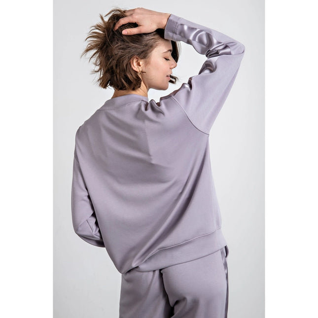 Modal Poly Span Top with Satin Side Detail Mystic Grey