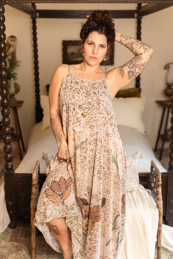 Folklore Floral Bamboo Bohéme Slip Dress with Bird of Peace-Dress-Market of Stars-Urbanheer