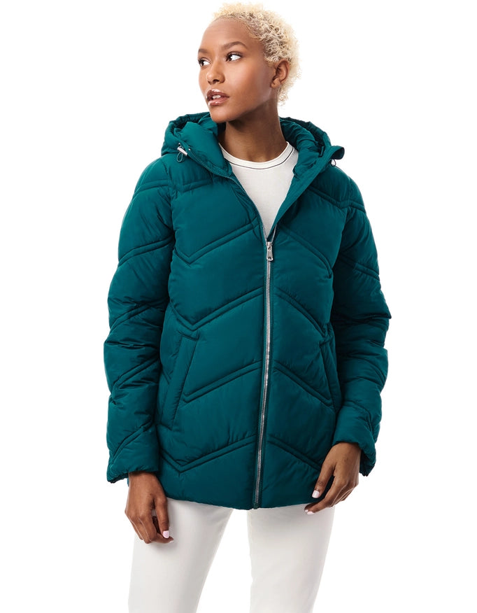 Chevron Quilt Hooded Puffer Poseidon-Hooded Puffer-Bernardo-XS-Urbanheer