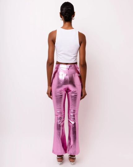 Lupe Metallic Faux Leather Slim Fit Pants-Pants-Amy Lynn-Urbanheer