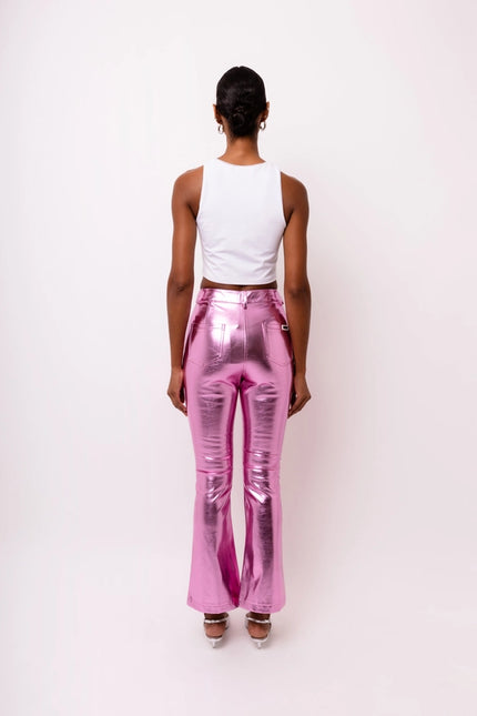 Lupe Metallic Faux Leather Slim Fit Pants-Pants-Amy Lynn-Urbanheer