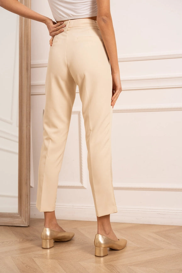 Cigarette Smoking Pants Beige-Pants-Attentif Paris-Urbanheer