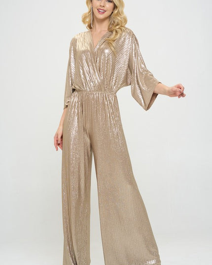 Made in USA Kimono Sleeve Wide Leg Jumpsuit-Jumpsuit-Renee C.-Urbanheer