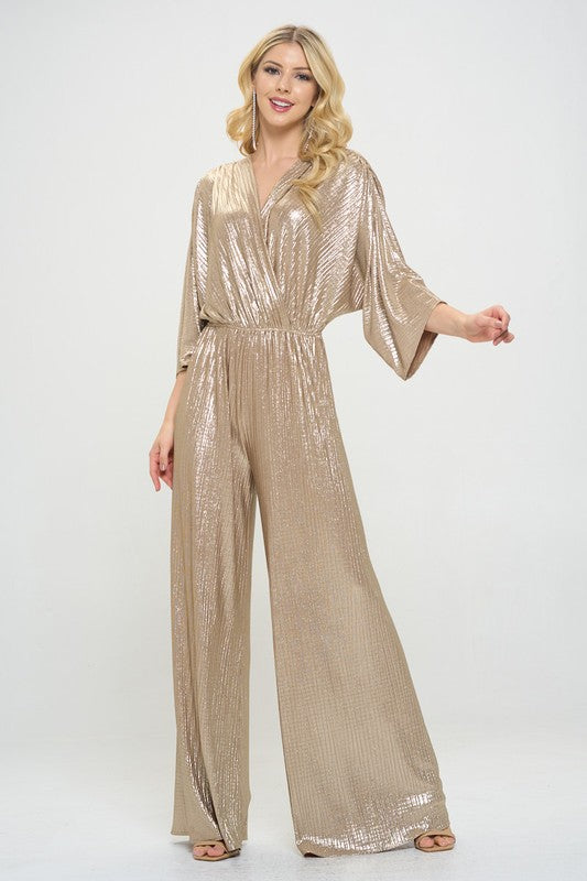 Made in USA Kimono Sleeve Wide Leg Jumpsuit-Jumpsuit-Renee C.-Urbanheer