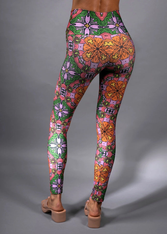 Exotic Floral Orange Pink Hig Waisted Trousers- Who-Nuvula-Urbanheer