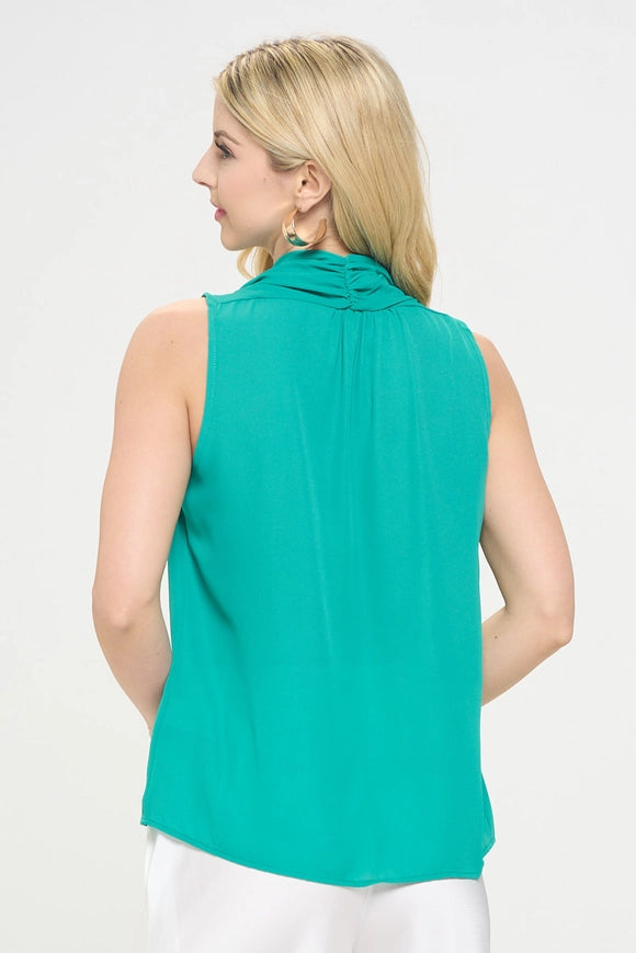 Solid V Neck Top with Drape Neckline Jade-TOP-Renee C.-Urbanheer