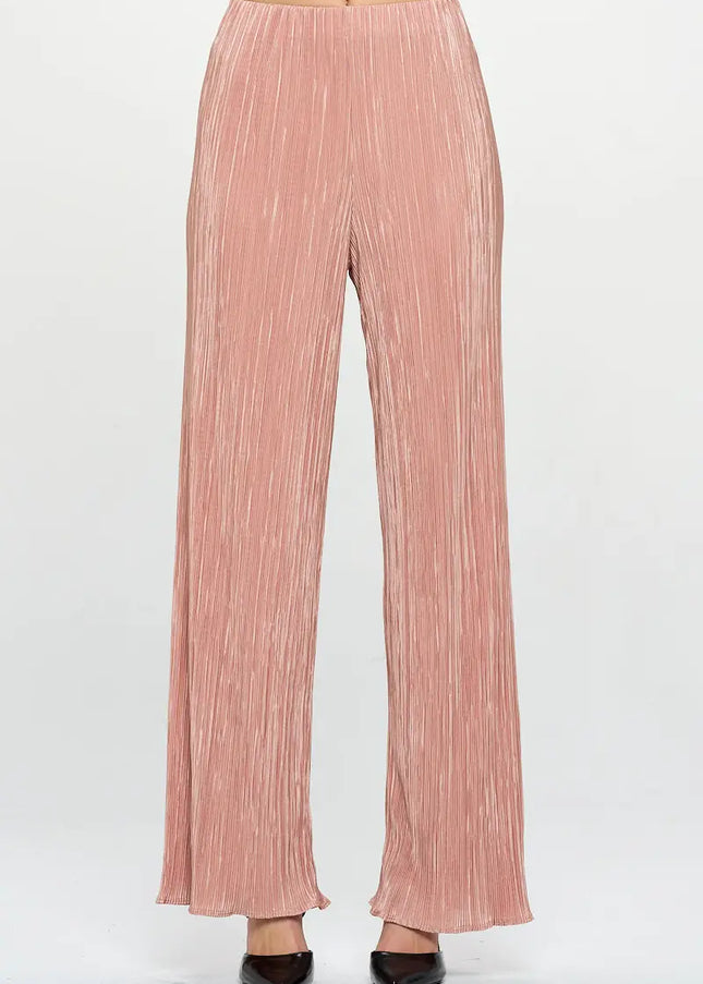 Vibrant Plisse Straight Leg Pants-Clothing - Women-Renee C.-Urbanheer