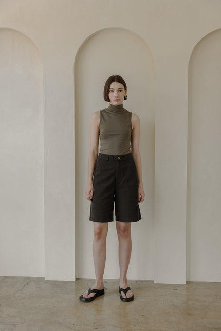 Jadyn Turtleneck Sleeveless Top - Olive-MOD REF-Urbanheer