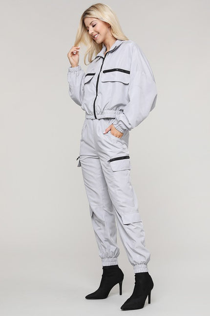 Set - Zip-Up Windbreaker Jacket with Active Jogger Pant-Sets-LABIJOU-Urbanheer