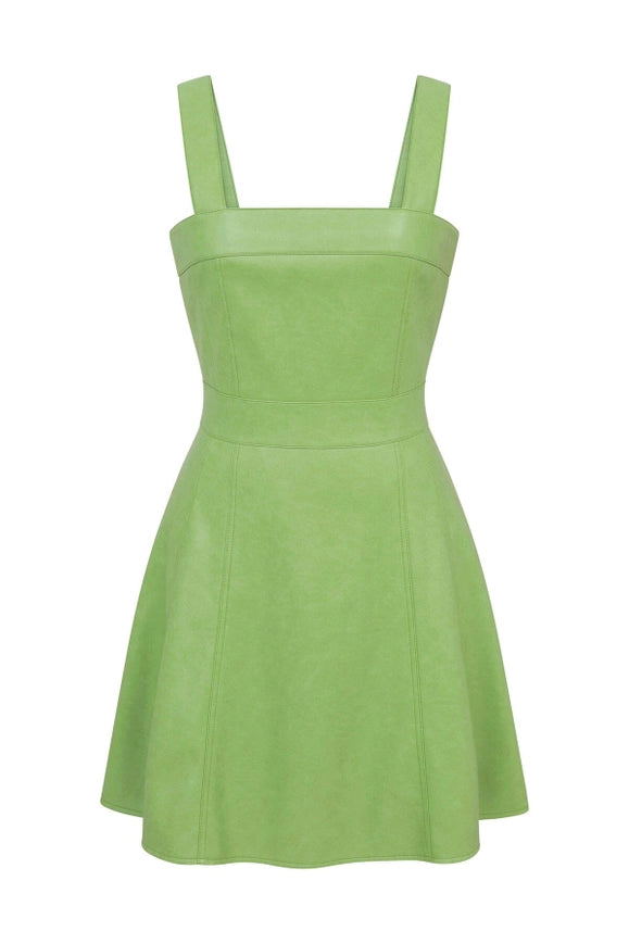 Faux-Ever Leather™ Fit-And-Flare Mini Dress Botanical Green-dress-Avec Les Filles-Urbanheer