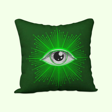 Cuddly Soft Green Invisible Zipper Eye Velvet Cushion-Nuvula-Printed Back-Urbanheer