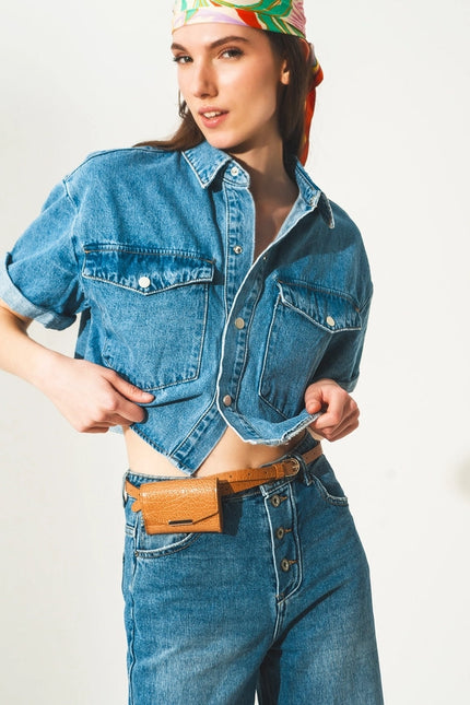 Denim Cropped Shacket in Authentic Blue-Shacket-Q2-Blue-M-Urbanheer