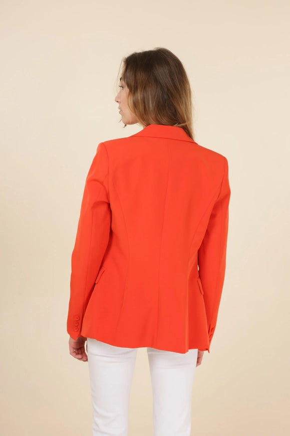 Timeless One-Button Fitted Plain Jacket Orange-Jacket-Attentif Paris-Urbanheer