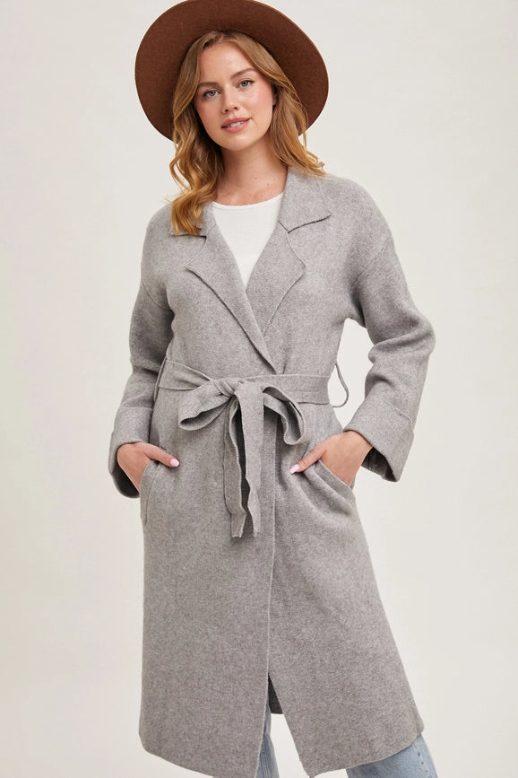 Effortless Knitted Trench Coat  H.GREY