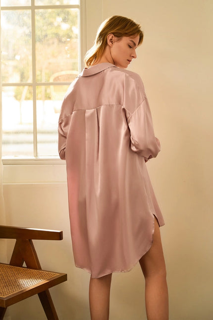 Classic Silk Nightshirt Rosy Pink-Nightshirt-MommeSilk-Urbanheer