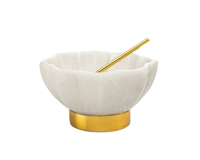 4" Marble Spice Dish w/ Spoon