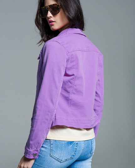 Slim Denim Trucker Jacket In Lilac