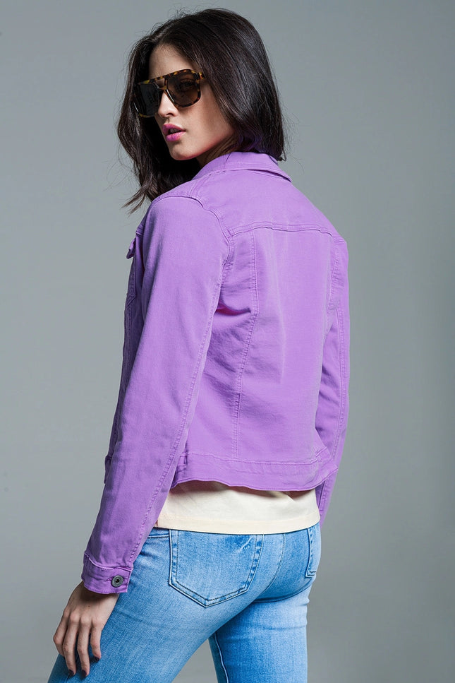 Slim Denim Trucker Jacket In Lilac