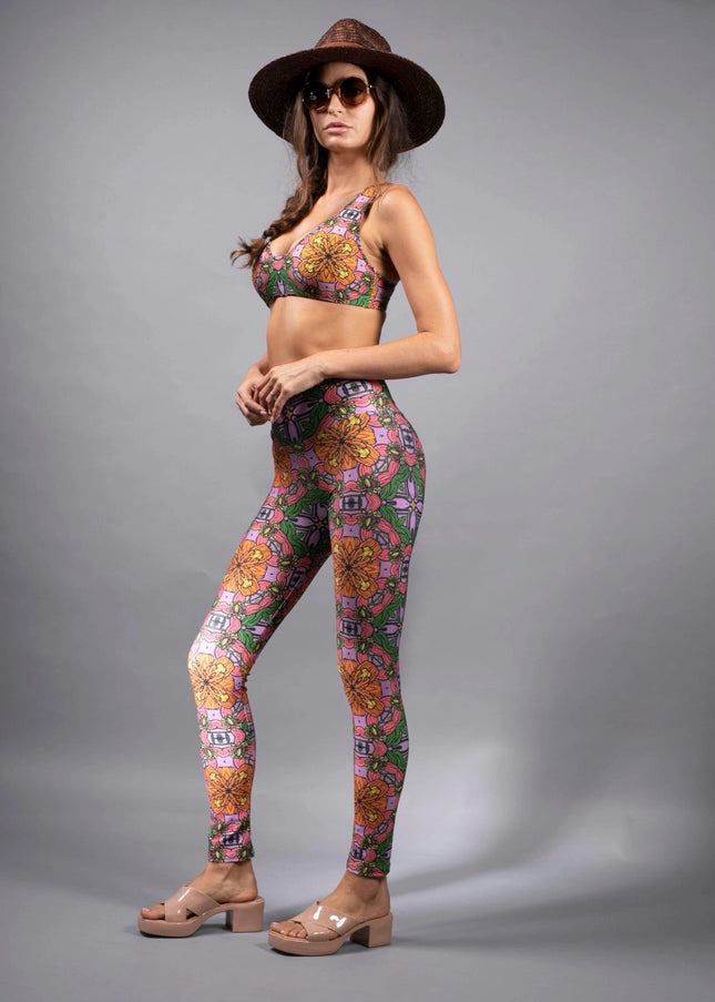 Exotic Floral Orange Pink Hig Waisted Trousers- Who-Nuvula-Urbanheer