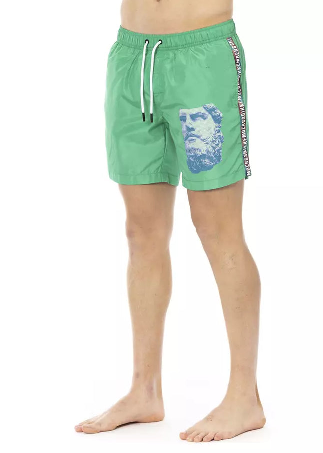 Bikkembergs Green Polyester Men Swim Short