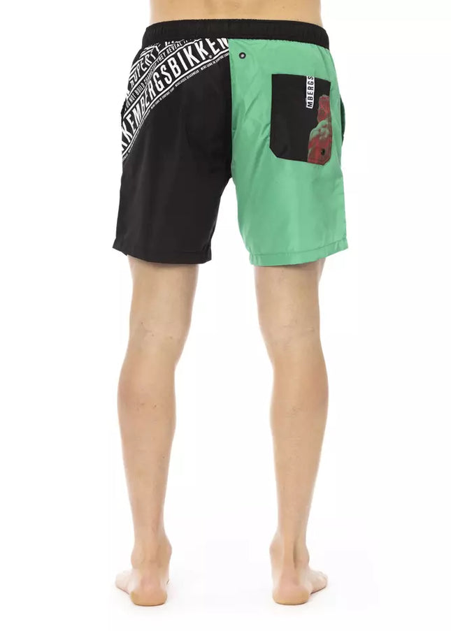 Bikkembergs Green Polyester Men Swim Short